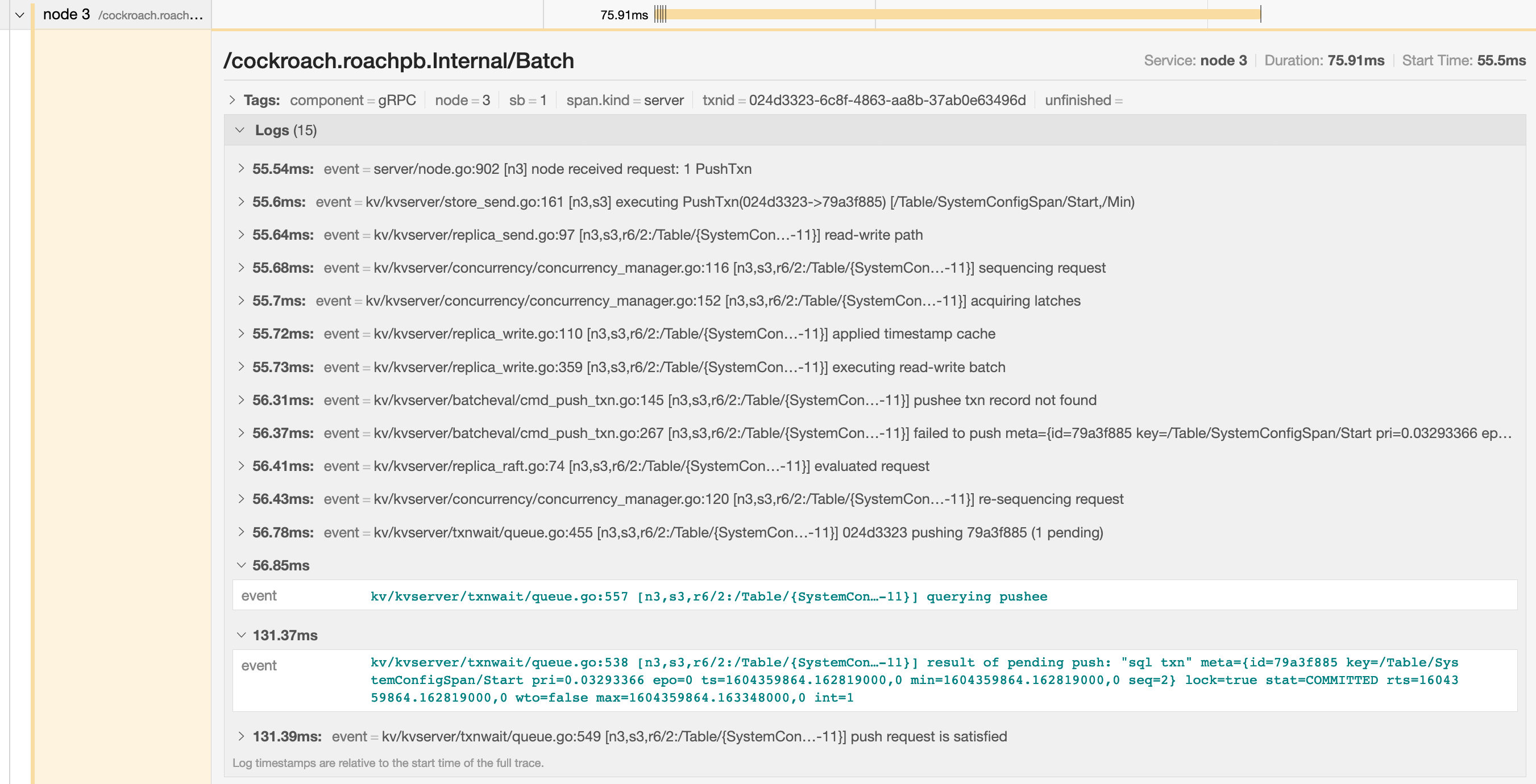 Jaeger Trace Log Messages